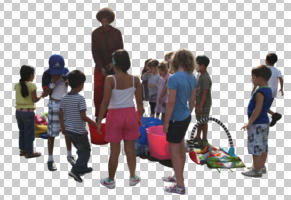 children, cutout, cutout groups, cutout people, day, eye level view, group, performer, standing, summer, sunny