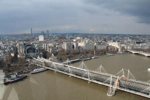 aerial view, bridge, city, day, England, London, river, spring, sunny, The United Kingdom, urban