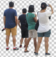 casual, cutout, cutout groups, cutout people, day, diffuse, diffused light, eye level view, group, people, standing, summer