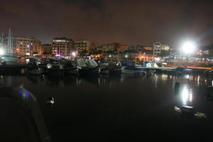 artificial lighting, autumn, boat, dark, evening, eye level view, Malta, Malta, marina, night, yacht