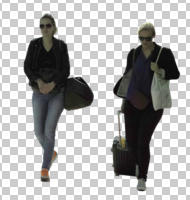 bag, caucasian, cutout, cutout couples, cutout people, day, eye level view, front, people, smart casual, suitcase, sunglasses, uniform, walking, woman