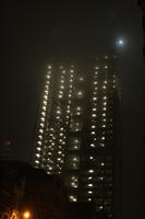 apartment, architecture, artificial lighting, below, dark, England, facade, London, night, residential, skyscraper, The United Kingdom