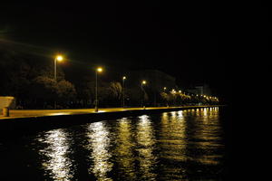 artificial lighting, city, Croatia, eye level view, night, seascape, spring, street light, treeline, waterfront, Zadar, Zadarska