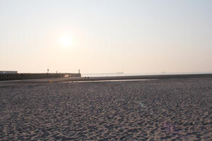 beach, Boulogne-sur-Mer, day, dusk, eye level view, France, Nord-Pas-de-Calais, spring, sunny