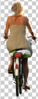 back, casual, caucasian, cutout, cutout people, cutout women, cycling, day, eye level view, female, summer, sunny, woman