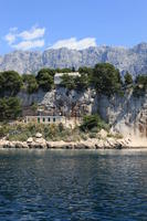 coastline, Croatia, day, eye level view, Makarska, rockery, seascape, Splitsko-Dalmatinska, summer, tree, vegetation