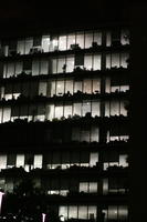 artificial lighting, below, England, facade, London, night, office, office building, outdoor lighting, spring, The United Kingdom