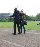 back, casual, couple, day, diffuse, diffused light, England, eye level view, female, London, natural light, park, summer, The United Kingdom, walking, woman