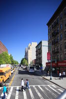 building, car, crossing, day, elevated, Manhattan, New York, people, street, summer, sunny, The United States, walking