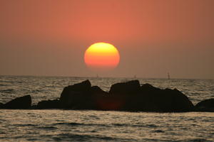 Agadir, autumn, dusk, eye level view, Morocco, seascape, sky, sun, sunlight, sunny, sunset, sunshine