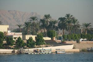 boat, dusk, East Timor, Egypt, Egypt, eye level view, palm, river, river Nile, tree, vegetation