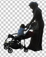 arabic, buggy, child, cutout, cutout couples, cutout people, day, eye level view, handsome, middleastern, mother and child, people, side, silhouette, woman