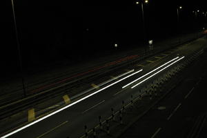 artificial lighting, car lights, city lights, elevated, England, evening, London, night, outdoor lighting, road, The United Kingdom, urban, winter