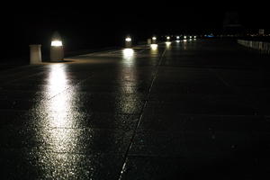 artificial lighting, city, Croatia, embankment, eye level view, night, pavement, spring, urban, walkway, wet, Zadar, Zadarska