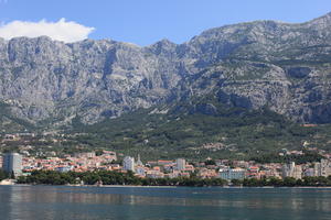 Croatia, day, eye level view, Makarska, mountain, seascape, Splitsko-Dalmatinska, summer, town, tree, vegetation, woodland