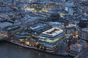 aerial view, artificial lighting, city, city lights, diffuse, diffused light, England, evening, London, The United Kingdom, urban, winter