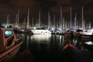 artificial lighting, autumn, boat, dark, evening, eye level view, Malta, Malta, marina, night, yacht