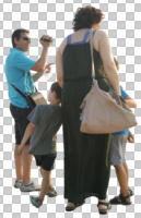 back, casual, caucasian, cutout, cutout groups, cutout people, day, eye level view, family, group, standing, summer, sunny