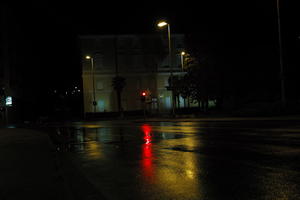 artificial lighting, building, building, city, Croatia, eye level view, night, spring, street, urban, wet, Zadar, Zadarska