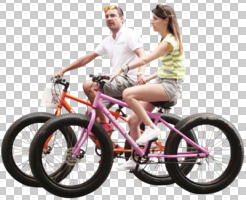 casual, caucasian, couple, cutout, cutout couples, cutout people, cycling, day, diffuse, diffused light, eye level view, side, summer