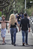 Aquitaine, Biarritz, boy, couple, day, eye level view, France, people, spring, street, sunlight, sunny, sunshine, woman