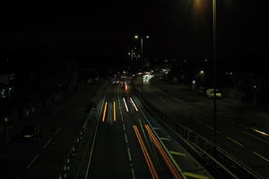 artificial lighting, car lights, city lights, elevated, England, evening, London, night, outdoor lighting, road, The United Kingdom, urban, winter