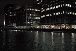 artificial lighting, cityscape, England, eye level view, facade, London, night, reflected, river, The United Kingdom