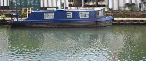 boat, canal, day, England, eye level view, London, spring, sunny, The United Kingdom