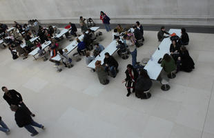 above, British Museum, cafe, crowd, day, England, indoor lighting, interior, London, museum, natural light, people, sitting, The United Kingdom, winter