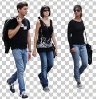 casual, caucasian, cutout, cutout groups, cutout people, day, eye level view, front, group, people, summer, sunny, walking