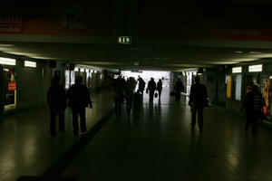 artificial lighting, backlight, Bielefeld, day, Deutschland, eye level view, indoor lighting, Nordrhein-Westfalen, silhouette, underpass