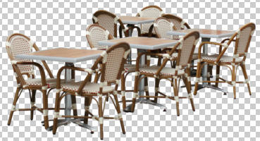 cafe, chair, cutout, cutout furniture, day, eye level view, furniture, natural light, table