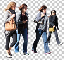 casual, caucasian, cutout, cutout groups, cutout people, day, eye level view, front, group, natural light, people, sunny, walking, winter