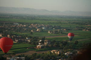 aerial view, balloon, dusk, East Timor, Egypt, Egypt, palm, town, tree, vegetation