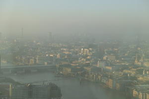 autumn, city, cityscape, day, diffused light, elevated, England, fog, London, natural light, river, The United Kingdom