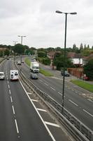 car, day, elevated, England, guardrail, London, natural light, road, The United Kingdom, truck, vegetation