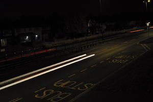 artificial lighting, car lights, city lights, elevated, England, evening, London, night, outdoor lighting, road, The United Kingdom, urban, winter