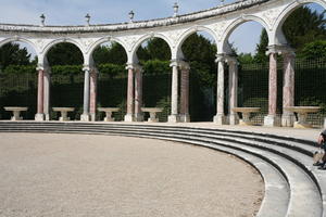 architecture, archway, column, day, eye level view, France, Ile-De-France, landmarks, Palace of Versailles, Paris, plaza, spring, steps, summer, sunny