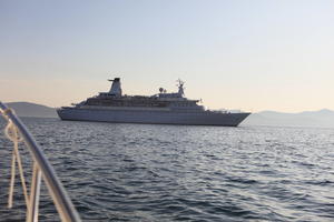 coastline, Croatia, dusk, eye level view, seascape, ship, Zadar, Zadarska