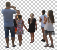 casual, cutout, cutout groups, cutout people, day, diffuse, diffused light, eye level view, family, group, people, summer, walking