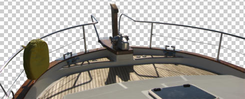 boat, cutout, day, eye level view, sunny