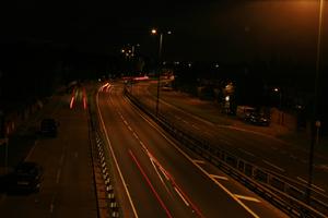 artificial lighting, car, elevated, England, evening, London, road, The United Kingdom