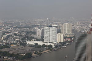 aerial view, autumn, Bangkok, boat, cityscape, day, direct sunlight, elevated, Krung Thep Mahanakhon, natural light, open space, outdoors, river, sunny, Thailand