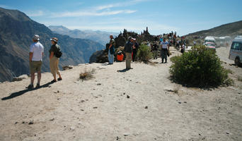 Arequipa, Arequipa, autumn, day, eye level view, group, mountain, natural light, people, Peru, standing, sunny, tourist