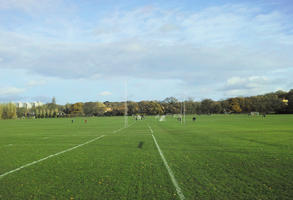 autumn, day, England, eye level view, London, park, playground, sunny, The United Kingdom, treeline