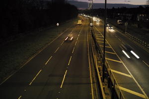 artificial lighting, car, car lights, city lights, elevated, England, evening, London, night, outdoor lighting, road, The United Kingdom, traffic, urban, winter