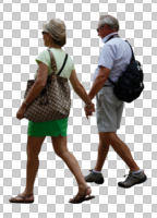 casual, caucasian, couple, cutout, cutout couples, cutout people, day, diffuse, diffused light, eye level view, people, side, summer, walking