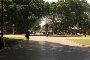 Australia, day, eye level view, fountain, New South Wales, park, summer, sunny, Sydney, tree, vegetation