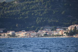 building, coastline, Croatia, day, eye level view, Makarska, seascape, Splitsko-Dalmatinska, summer, tree, vegetation, villa, woodland