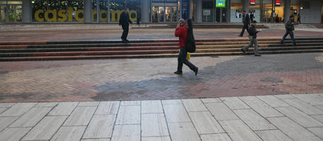 autumn, day, diffuse, diffused light, eye level view, France, group, Ile-De-France, natural light, Paris, pavement, people, steps, walking